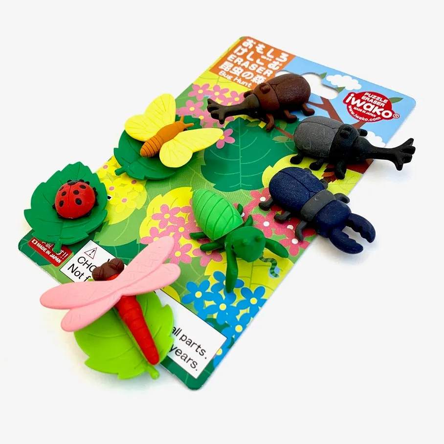 382961 IWAKO BUG HUNT ERASER CARD-SINGLE