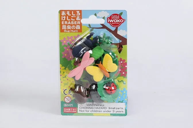 382961 IWAKO BUG HUNT ERASER CARD-SINGLE