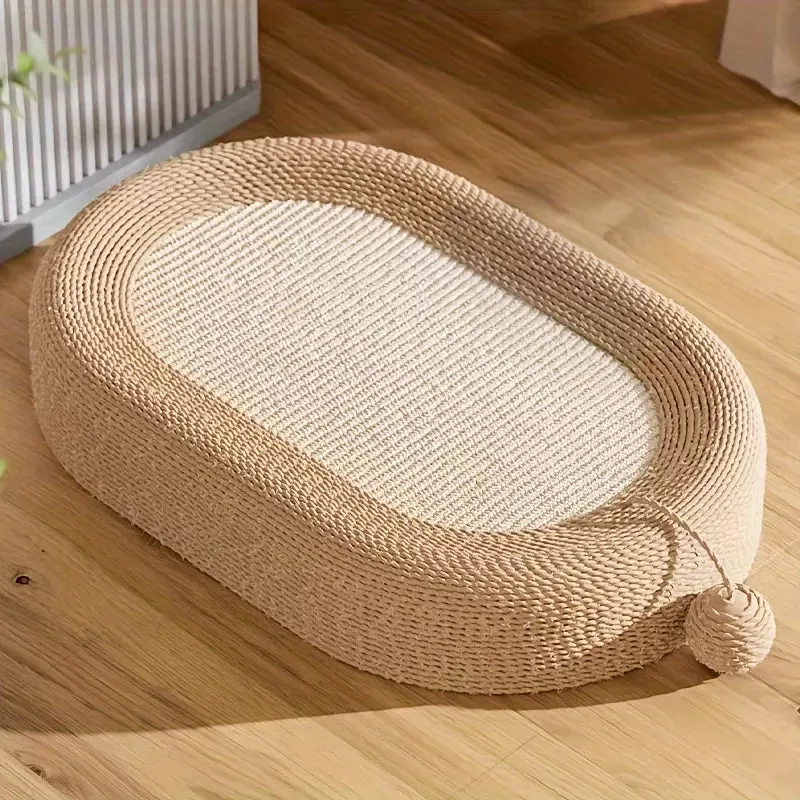 3in1 Sisal Cat Scratcher Pad Extra Large Oval Durable Board Bed With Toy Ball AU