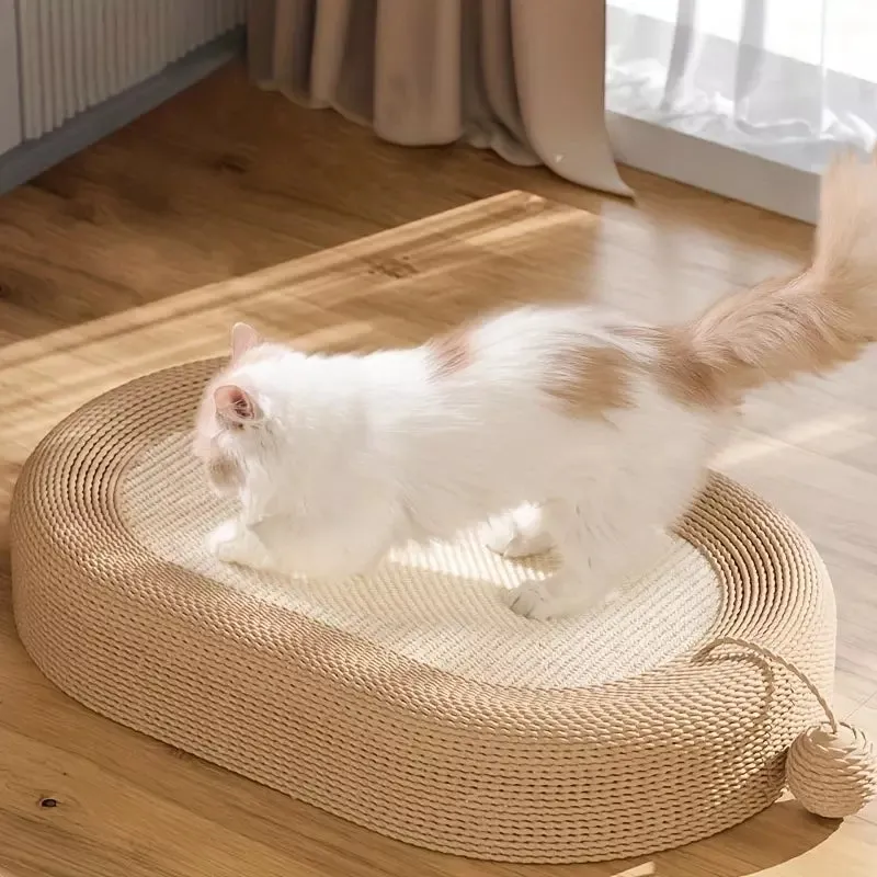 3in1 Sisal Cat Scratcher Pad Extra Large Oval Durable Board Bed With Toy Ball AU