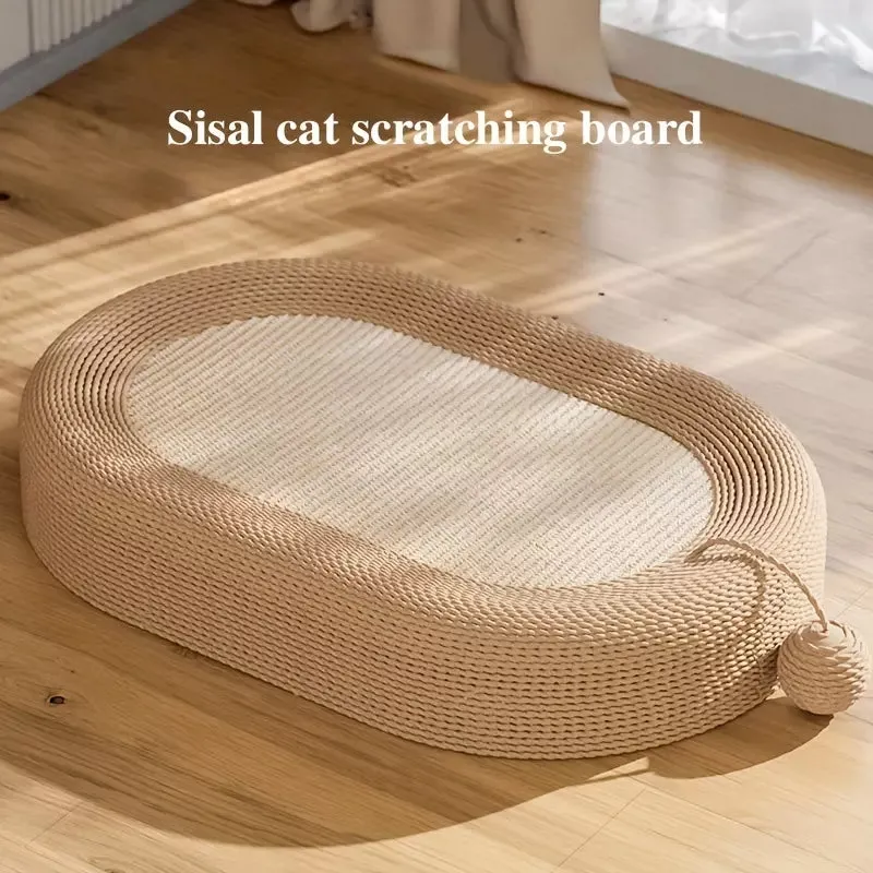 3in1 Sisal Cat Scratcher Pad Extra Large Oval Durable Board Bed With Toy Ball AU