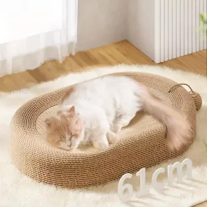 3in1 Sisal Cat Scratcher Pad Extra Large Oval Durable Board Bed With Toy Ball AU