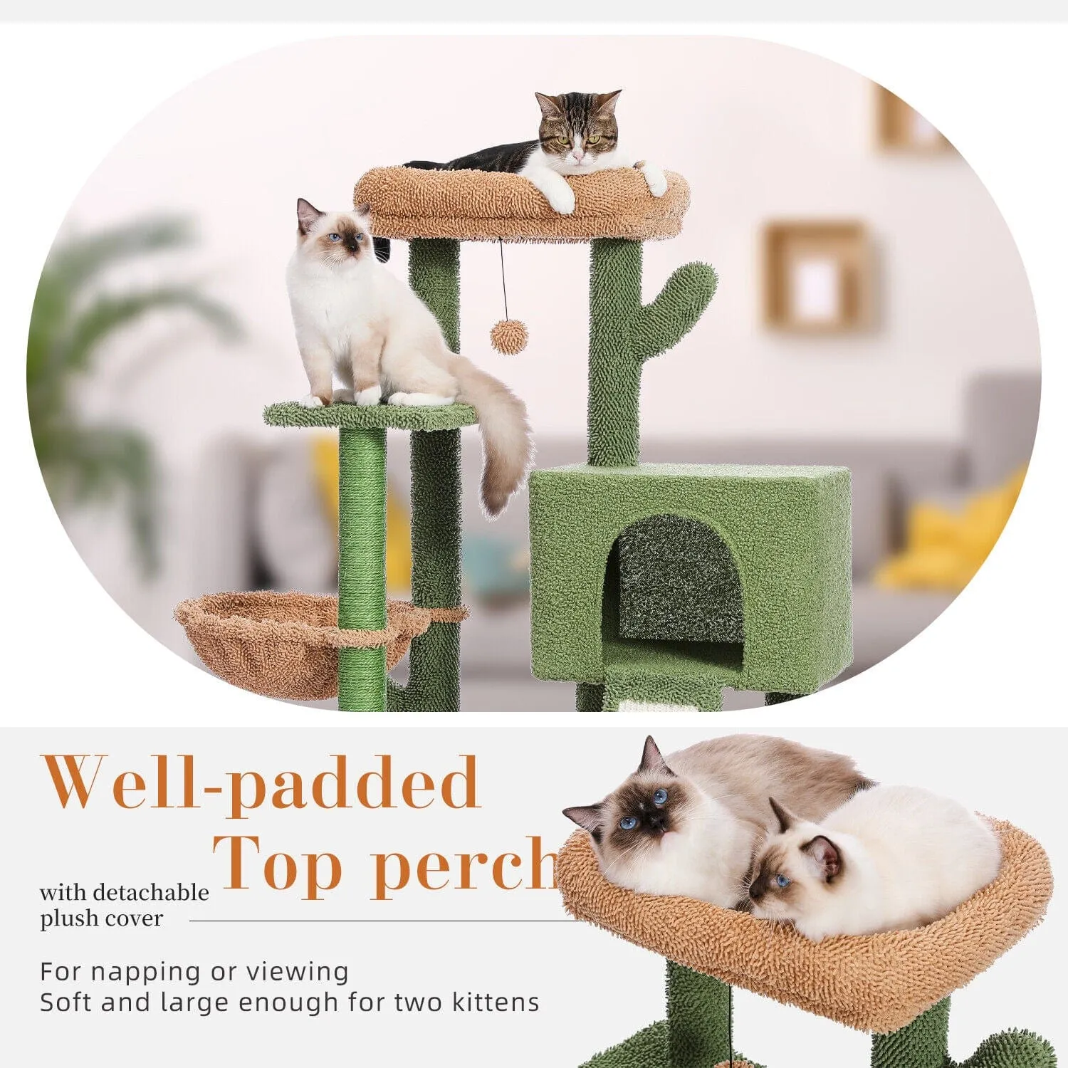 41" Cactus Cat Scratching Post / Tree / Pole - Green