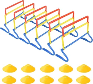 6 Pack Multicolor Agility Hurdles 4 Height Adjustable Speed Training Hurdles Fitness & Speed Training Equipment