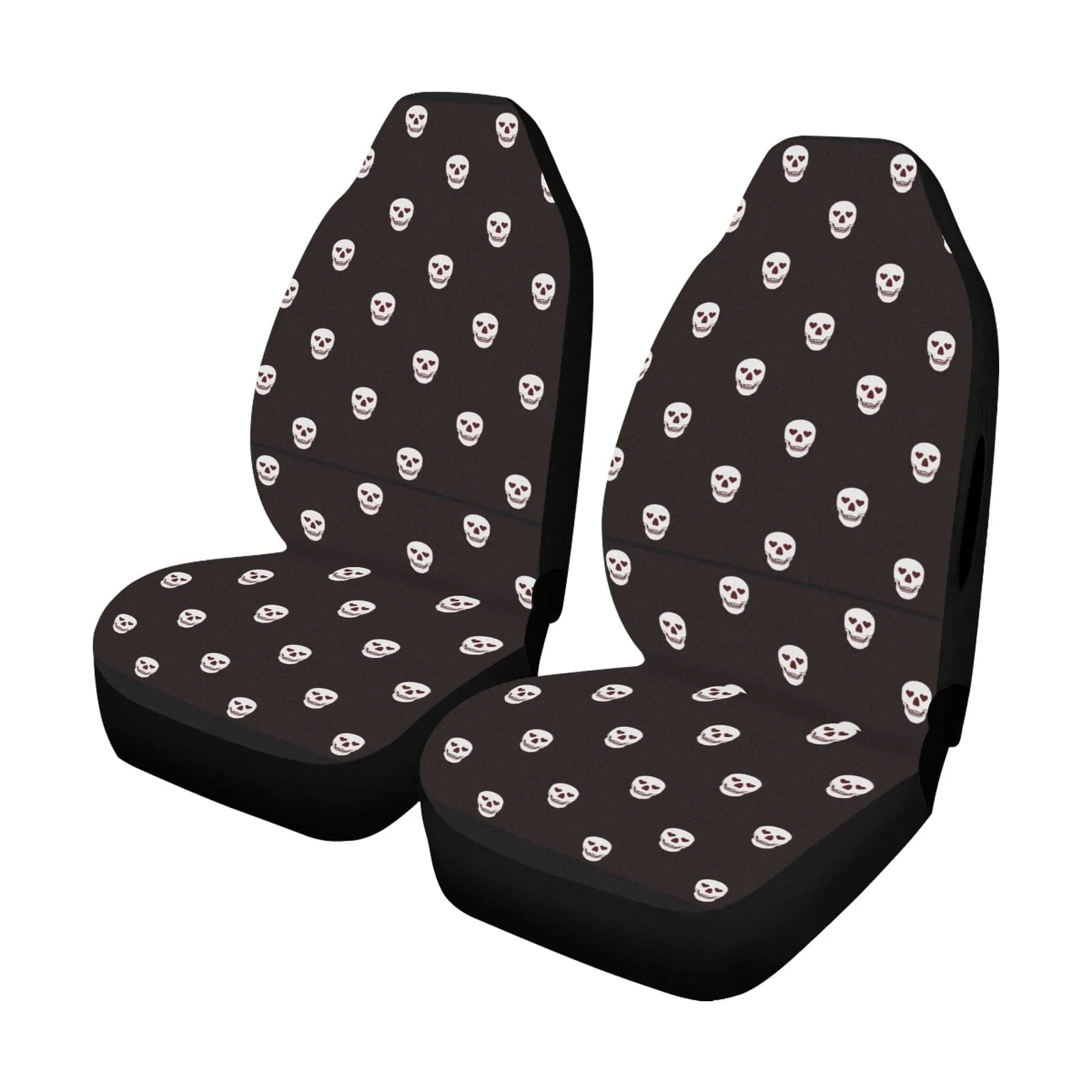 Black Skulls Car Seat Cover Airbag Compatible Set of 2