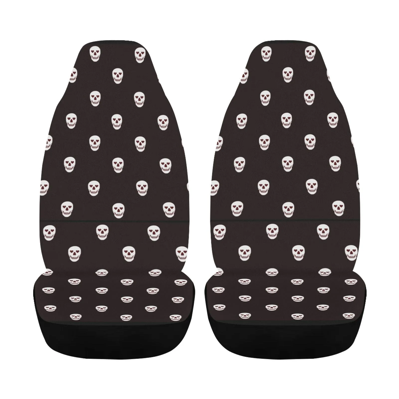Black Skulls Car Seat Cover Airbag Compatible Set of 2