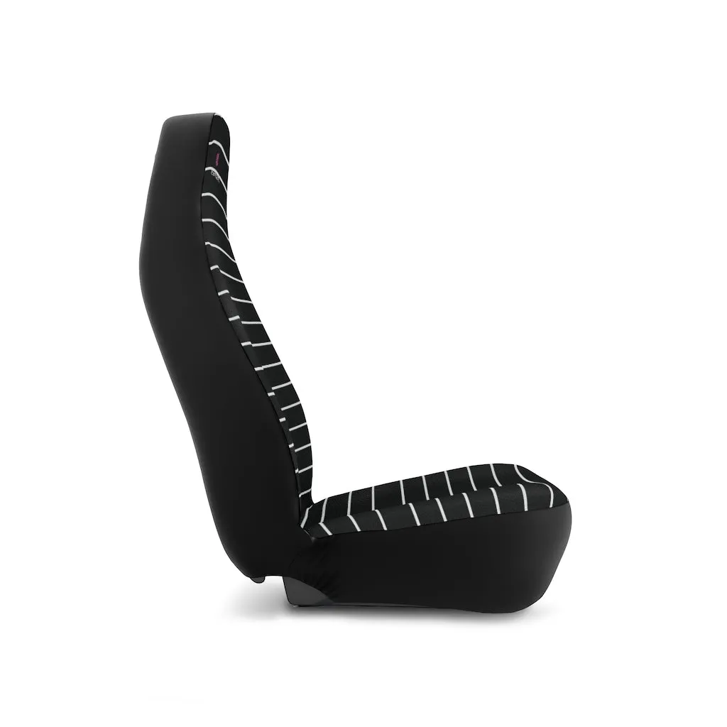 Black White Striped Car Seat Covers, Black and White 2-Pcs (48.03" × 18.50") Set Best Car Accessories Essential Premium Quality Best Soft Luxury Car Seat