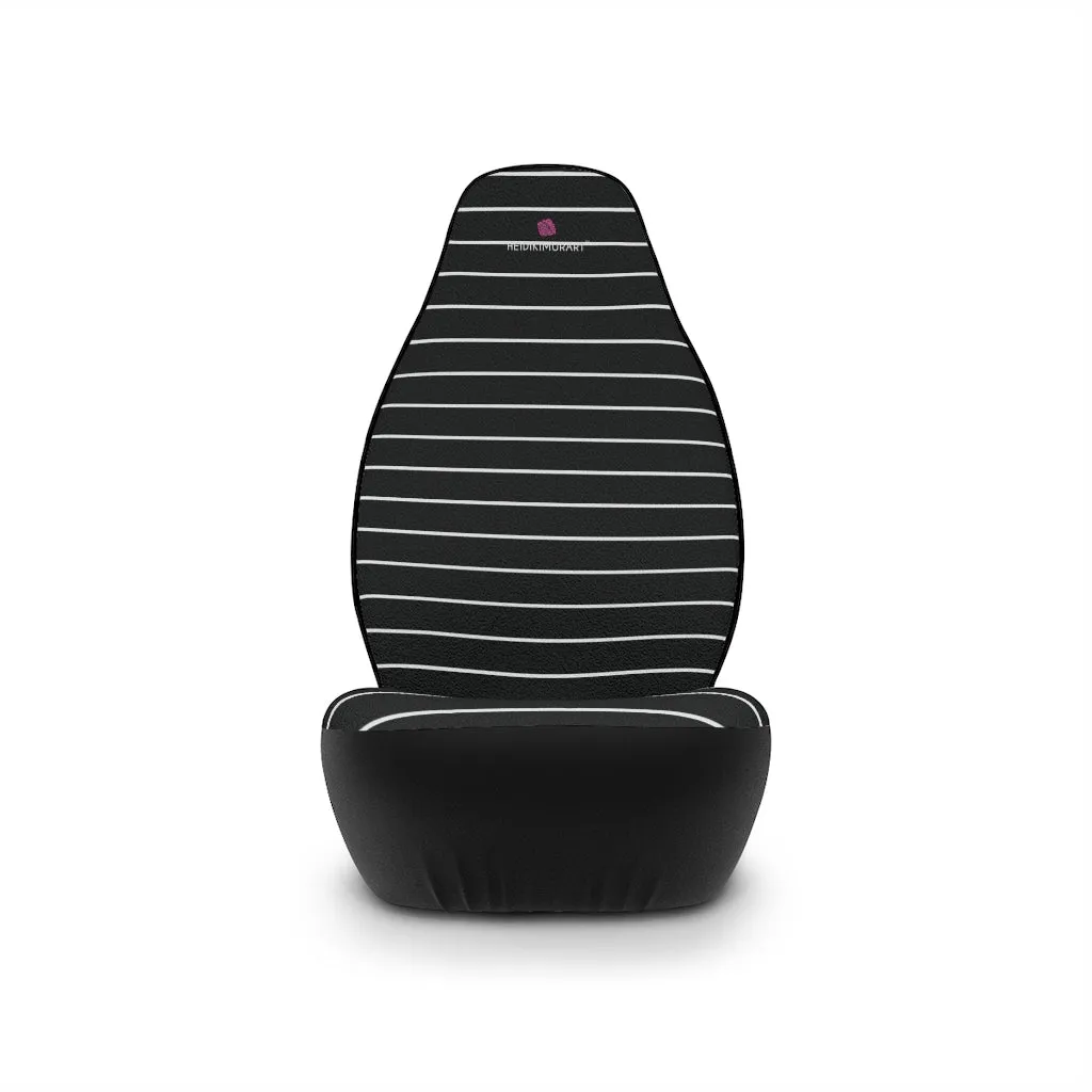 Black White Striped Car Seat Covers, Black and White 2-Pcs (48.03" × 18.50") Set Best Car Accessories Essential Premium Quality Best Soft Luxury Car Seat