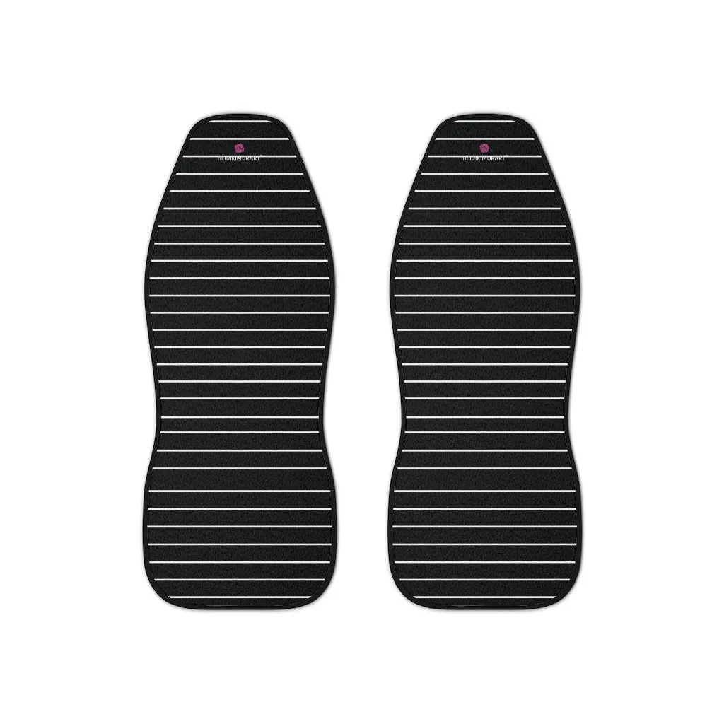 Black White Striped Car Seat Covers, Black and White 2-Pcs (48.03" × 18.50") Set Best Car Accessories Essential Premium Quality Best Soft Luxury Car Seat