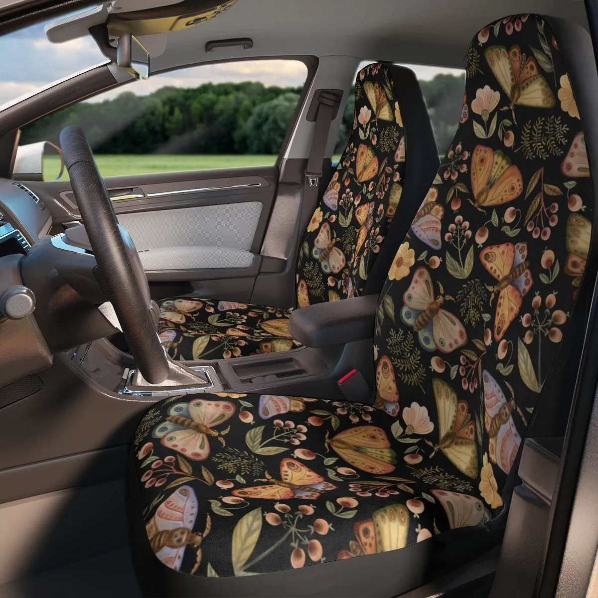 Car Seat Covers, Boho Luna Moth Cute Car Accessories for Women, Hippie Car Decor, Universal Car Chair Cover, Butterfly Vehicle Seat Covers