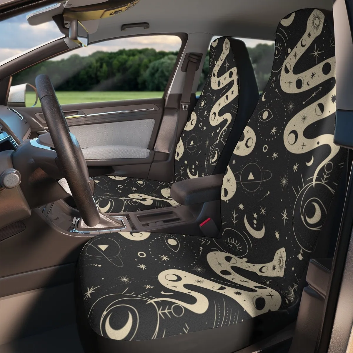 Car Seat Covers, Celestial Cute Car Accessories for Women, Snake Hippie Car Decor, Universal Car Chair Cover, Boho Sun Vehicle Seat Cover