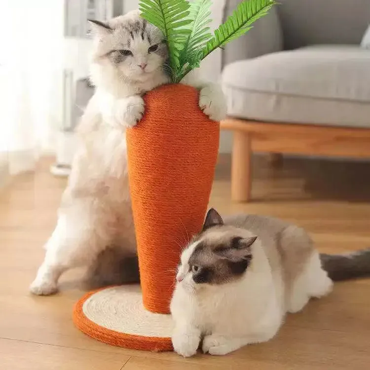 Cat Kitten Carrot Shaped Scratching Scratcher Tree Toy