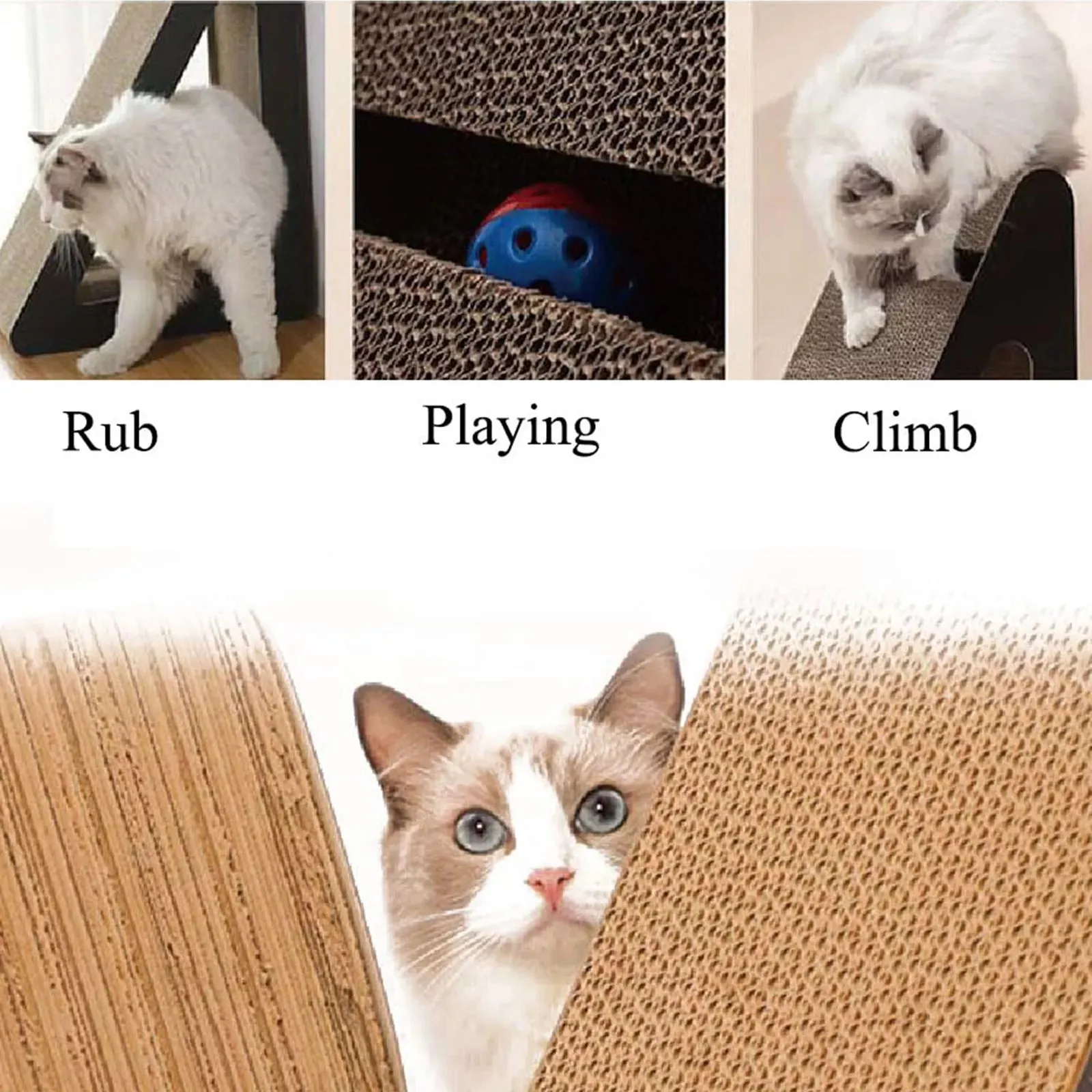 Cat Scratcher Scratching Board Corrugated Cardboard Scratch Bed Toy Pad Mat