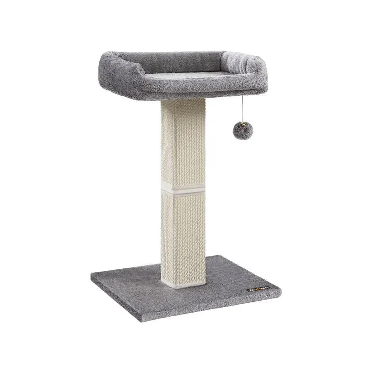 Cat Scratching Post, Cat Scratcher with 15.7 x 11.8 Inches Plush Perch, 27.9-Inch Tall Scratch Post, Gray