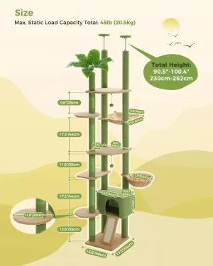 Cat Tree Tower Scratching Post Floor to Ceiling Cats Tower Furniture