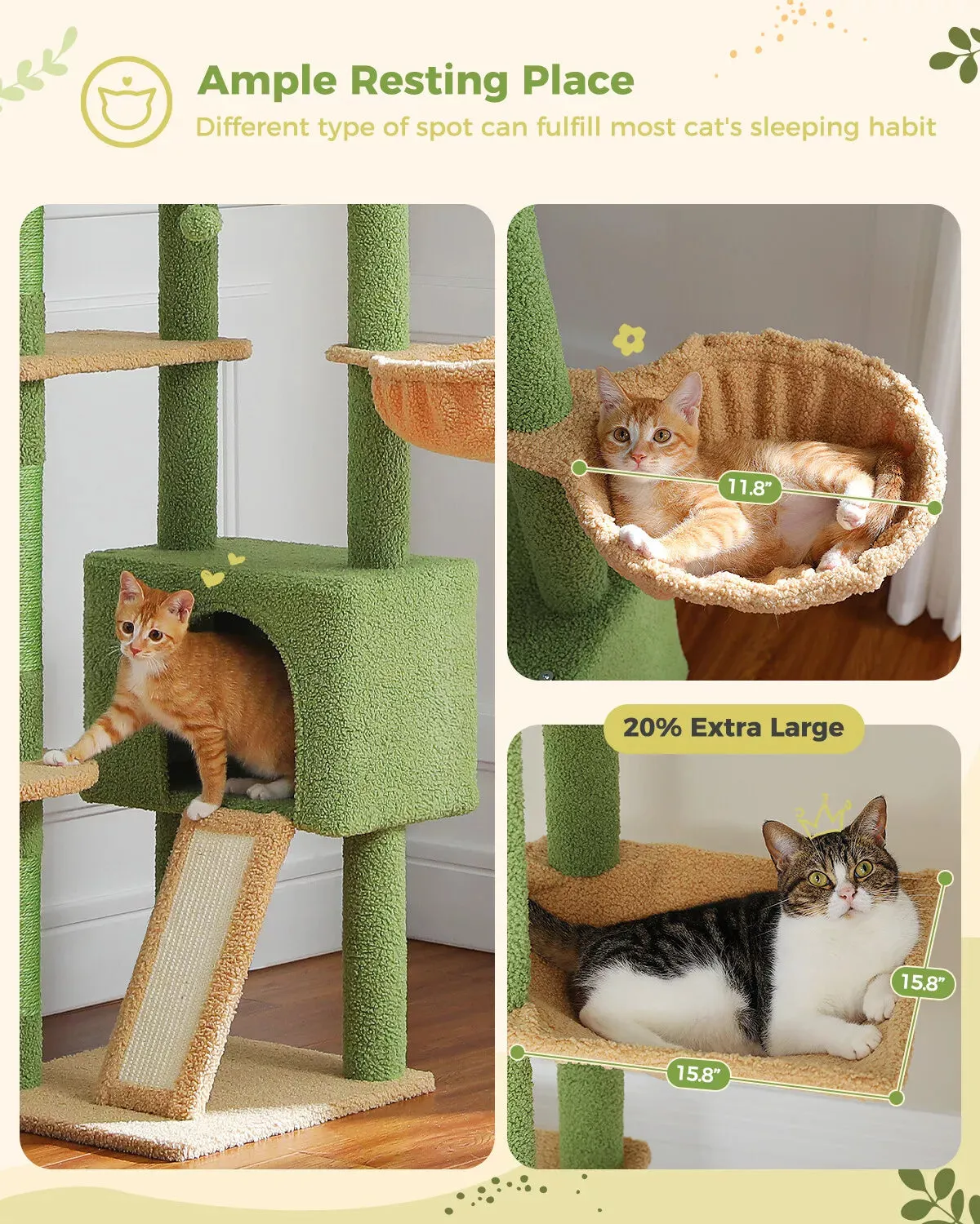 Cat Tree Tower Scratching Post Floor to Ceiling Cats Tower Furniture