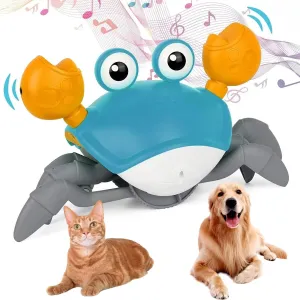 Crawling Crab Dog Cat Toys, Escaping Crab Dogs Cats Toy with Obstacle Avoidance Sensor Interactive Pet Toy with Music Sounds & Lights for Dogs Cats Dancing Crab Toys Gifts for Puppy Small Medium