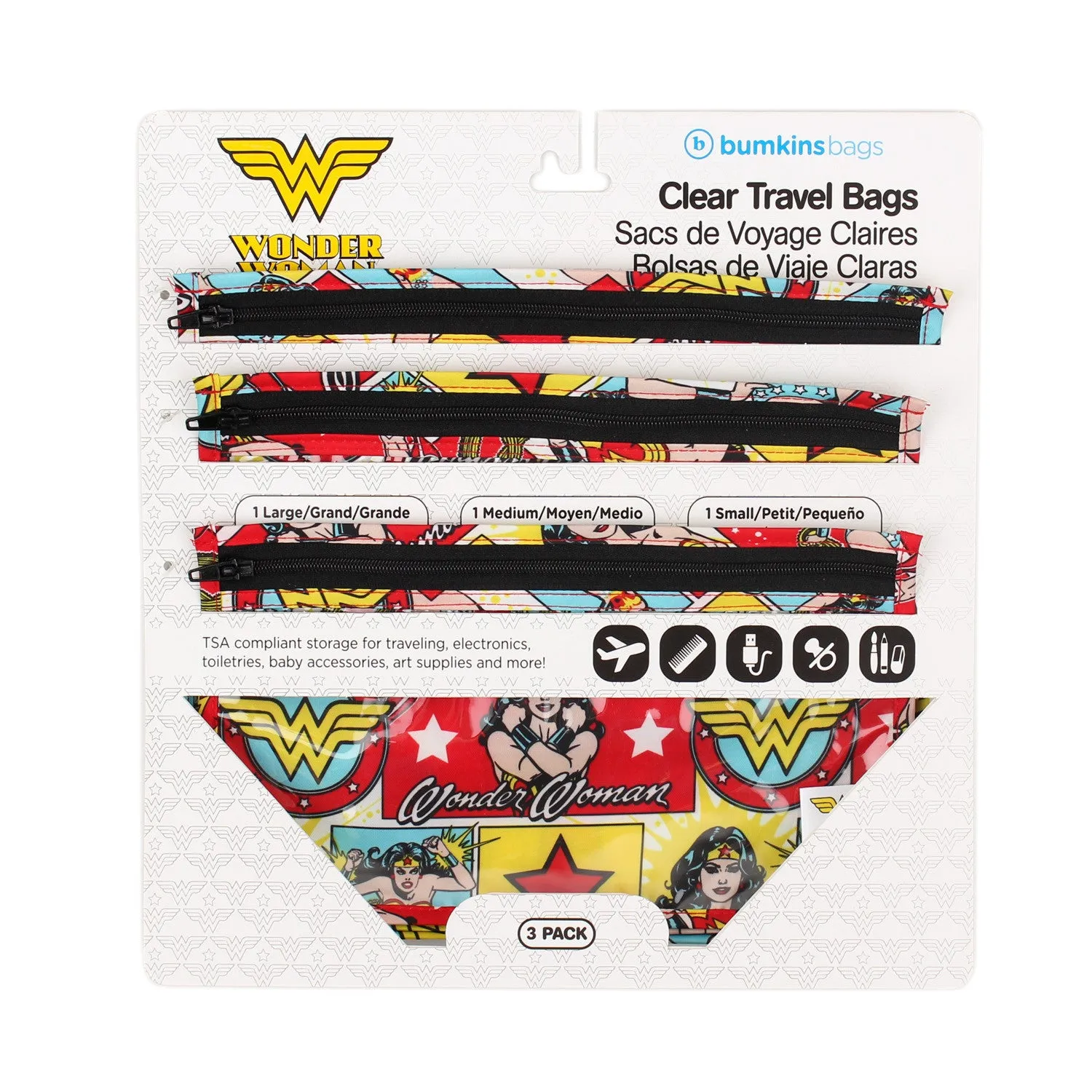 DC Comics Clear Travel Bag 3 Pack