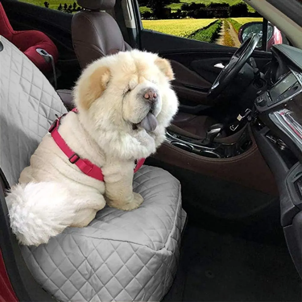 Dog Car Seat Covers 100% Waterproof Car Seat Protector for Pets Front Seat Scratch Proof Non-Slip Durable for Cars,Trucks & SUVs (Grey)
