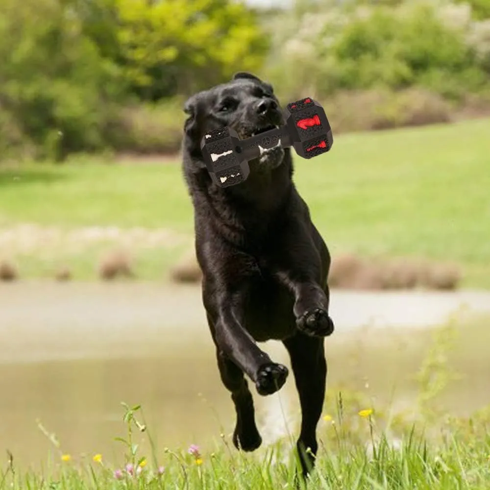 Dog Chew Toys for Aggressive Chewers Indestructible Dog Toys Tough Natural Rubber Dumbbell Toy for Small Medium Large Dogs XLarge Black