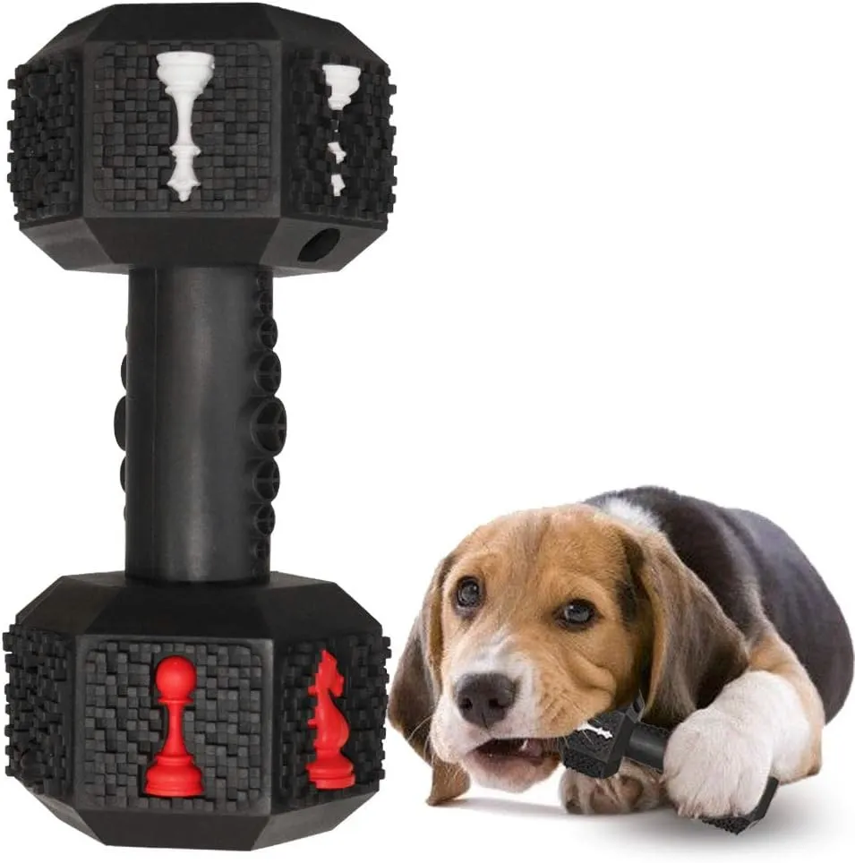 Dog Chew Toys for Aggressive Chewers Indestructible Dog Toys Tough Natural Rubber Dumbbell Toy for Small Medium Large Dogs XLarge Black