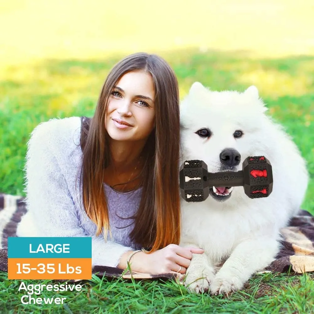 Dog Chew Toys for Aggressive Chewers Indestructible Dog Toys Tough Natural Rubber Dumbbell Toy for Small Medium Large Dogs XLarge Black