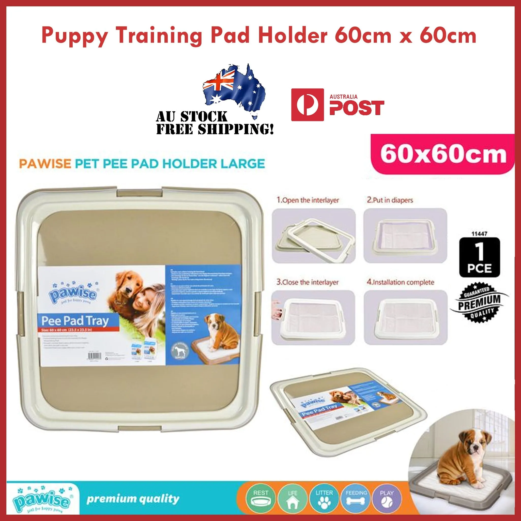 Dog Puppy Training Pad Holder Secure Clean Portable Toilet Potty Trainer 60x60cm