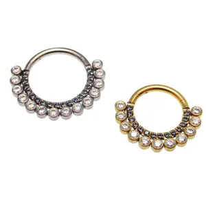 Double Row Rainbow CZ & AB's Clicker 16g