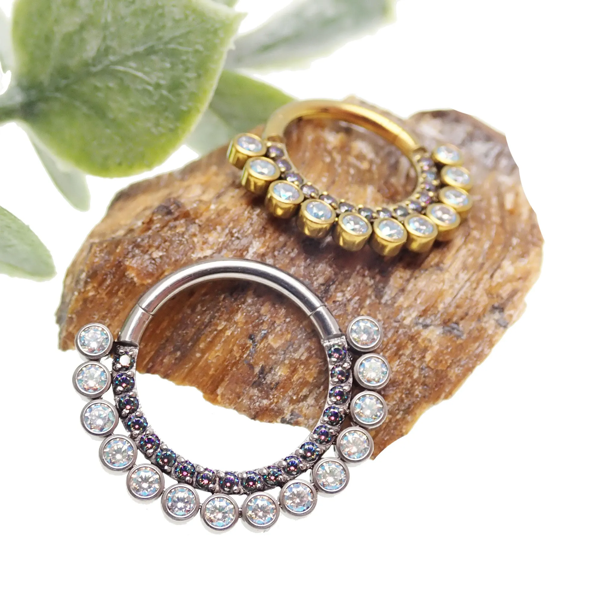 Double Row Rainbow CZ & AB's Clicker 16g