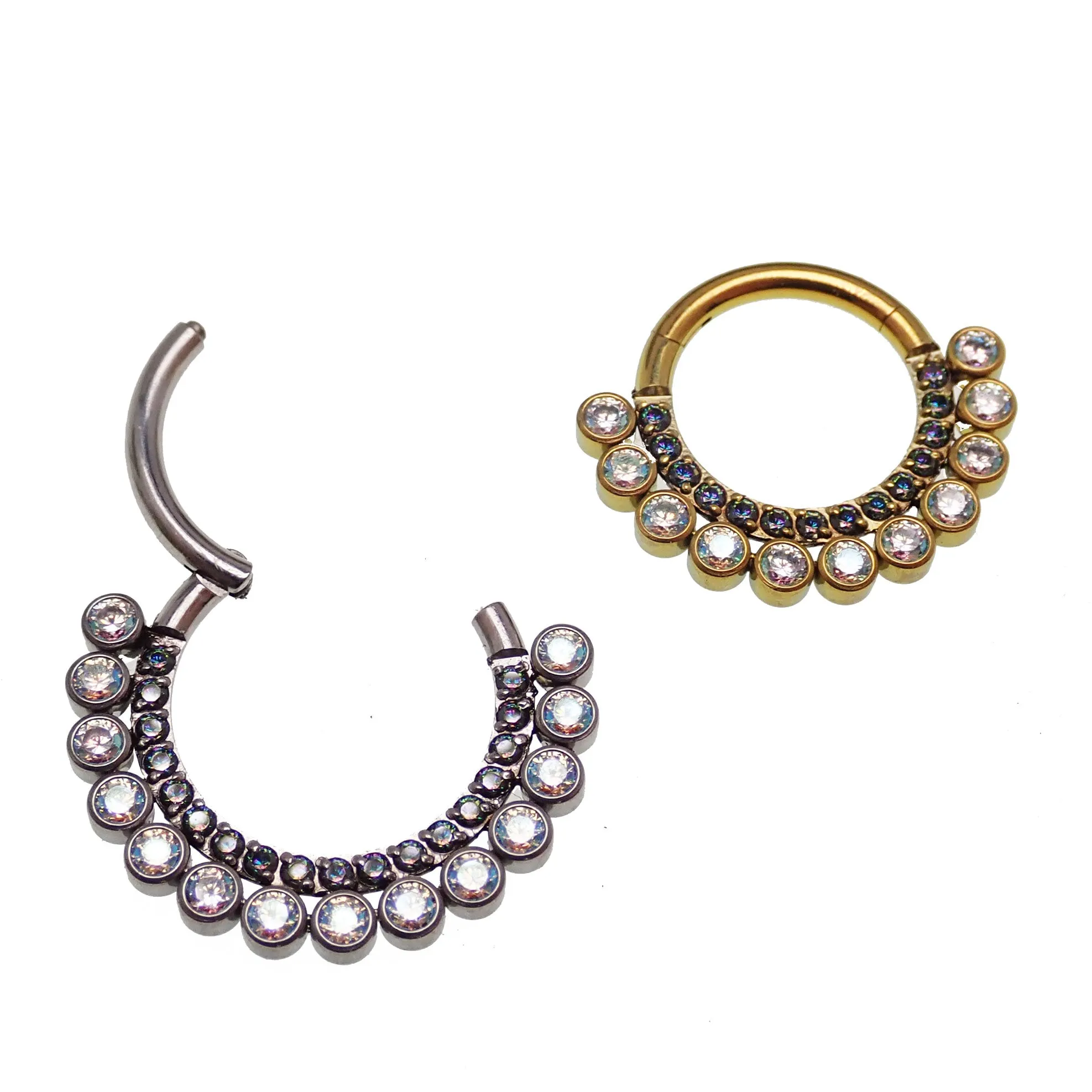 Double Row Rainbow CZ & AB's Clicker 16g