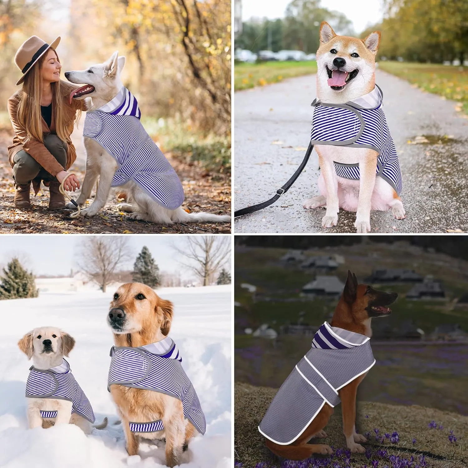 Extra Large Dog Raincoat with Hood and Leash Hole, Waterproof Dog Rain Jacket for Large Pets and Dogs