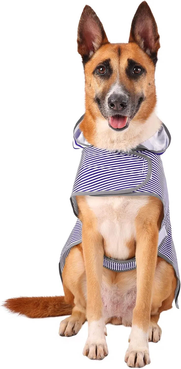 Extra Large Dog Raincoat with Hood and Leash Hole, Waterproof Dog Rain Jacket for Large Pets and Dogs