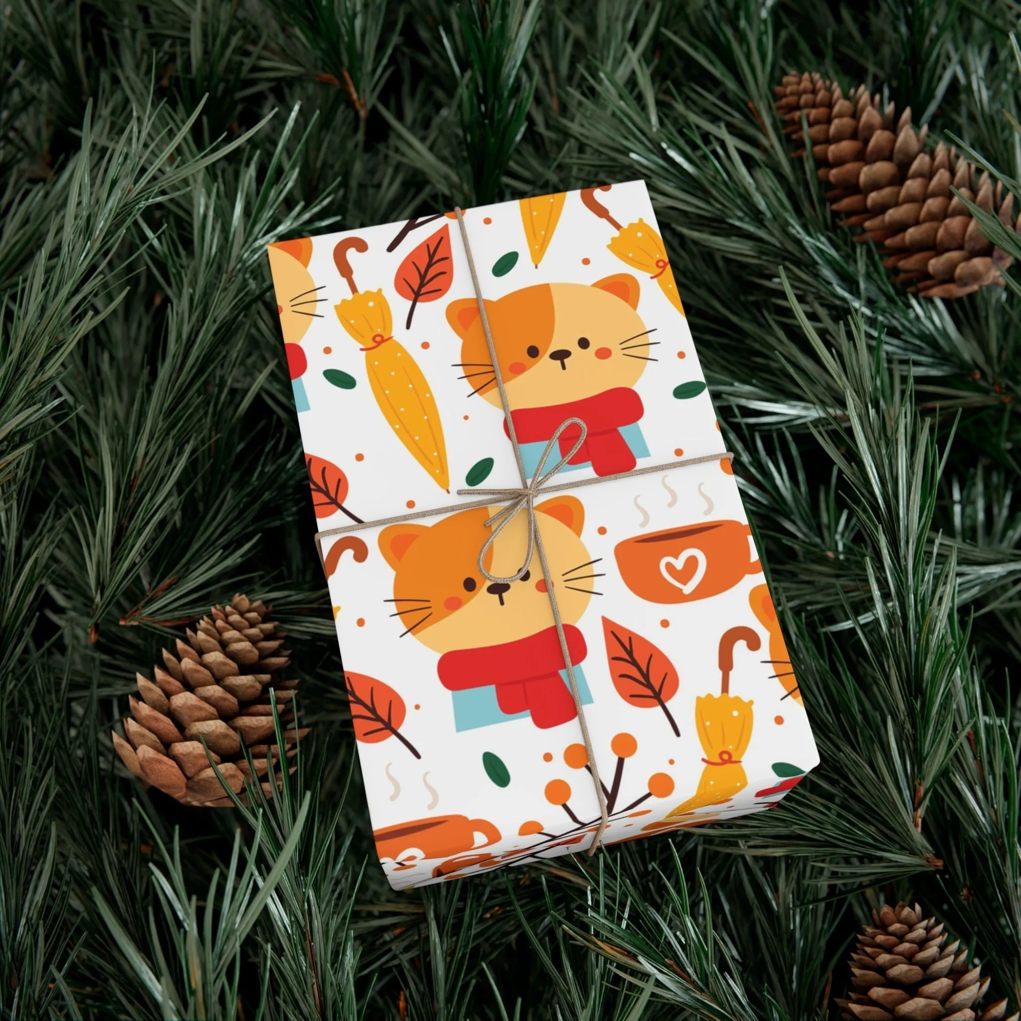 Fall Cat Gift Wrap