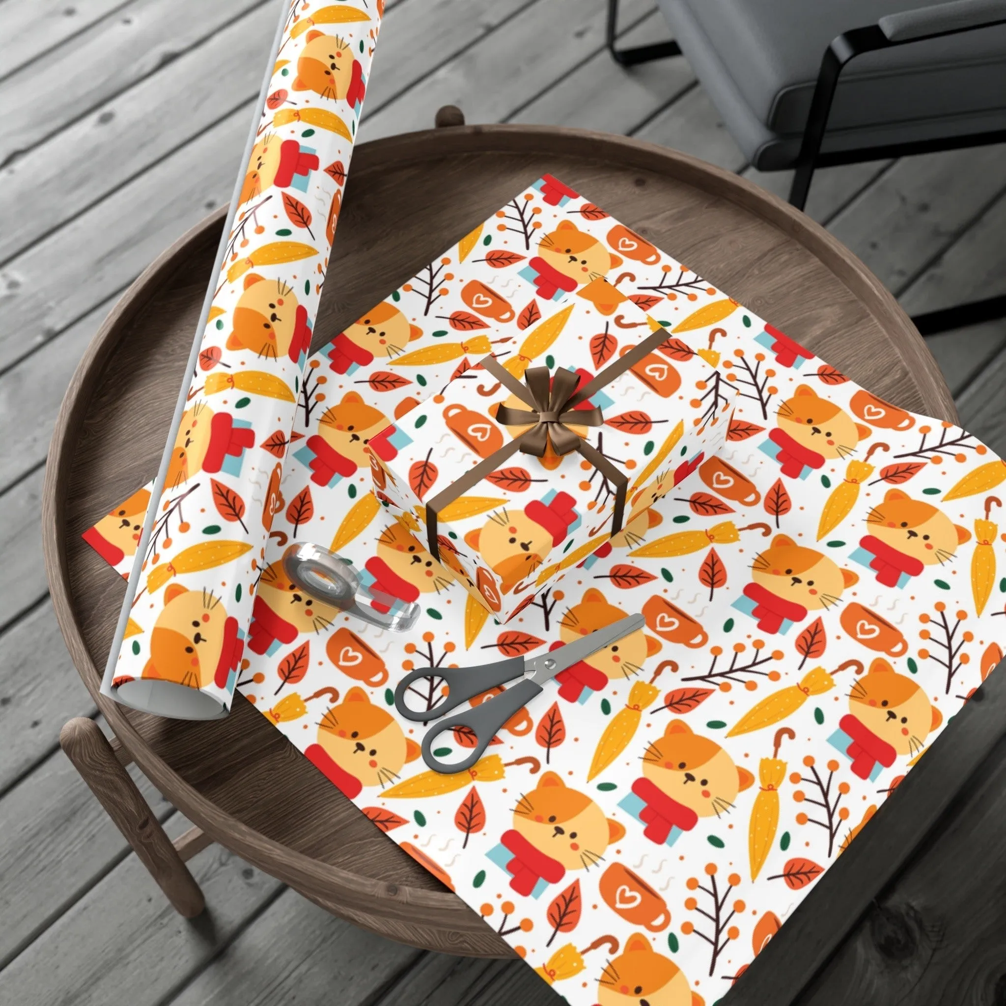 Fall Cat Gift Wrap