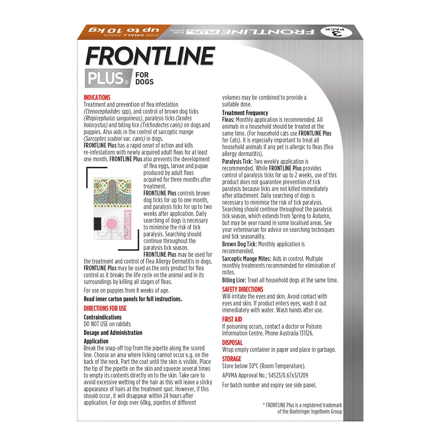 Frontline Plus Flea Treatment For Dogs 0-10kg Orange