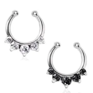 Gemmed Princess Fake Septum Clicker / Daith Clicker - 1 Piece