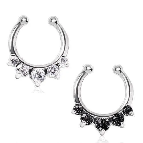 Gemmed Princess Fake Septum Clicker / Daith Clicker - 1 Piece