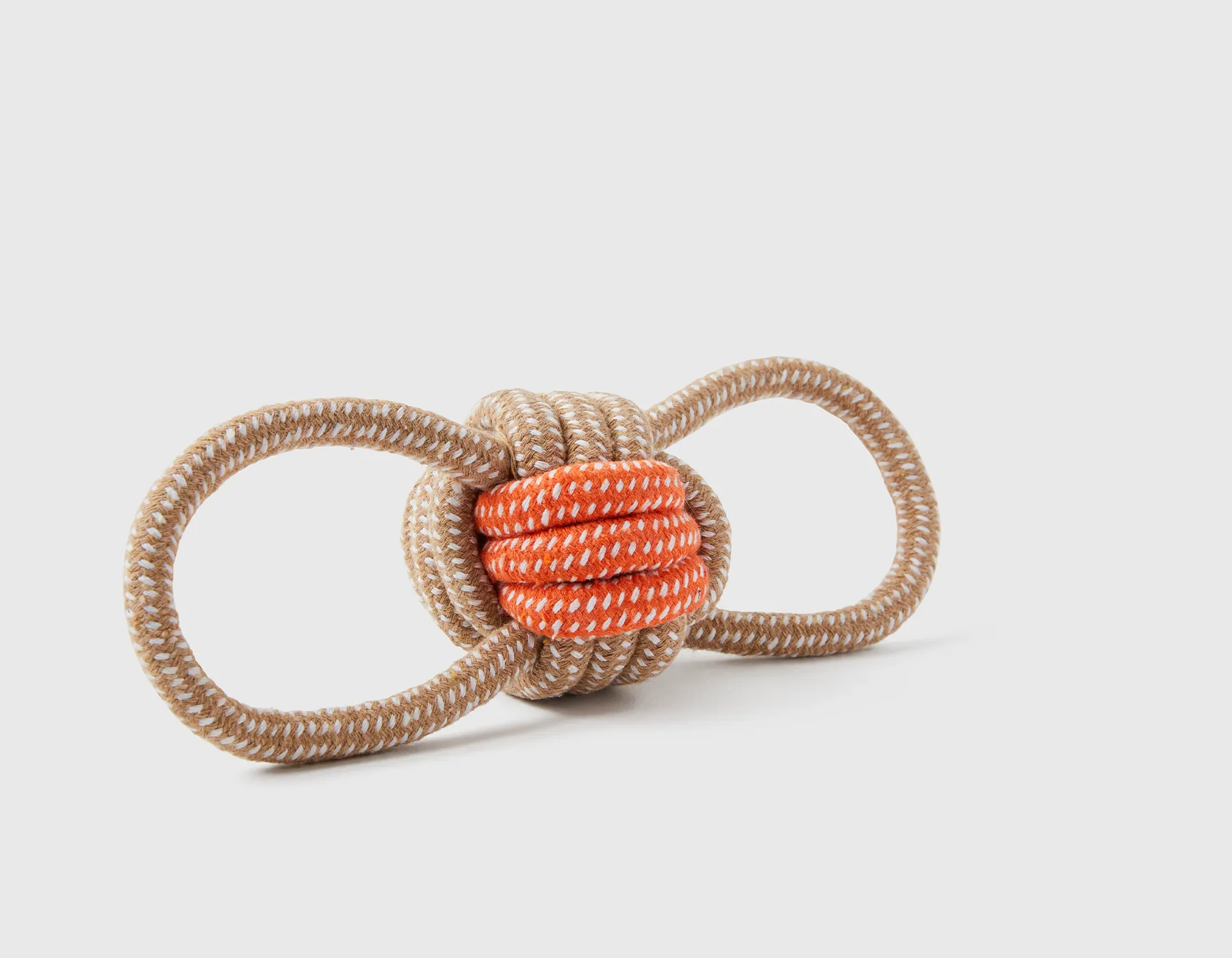 Grey and Orange Double Loop 3" Celtic Knot Rope Dog Toy