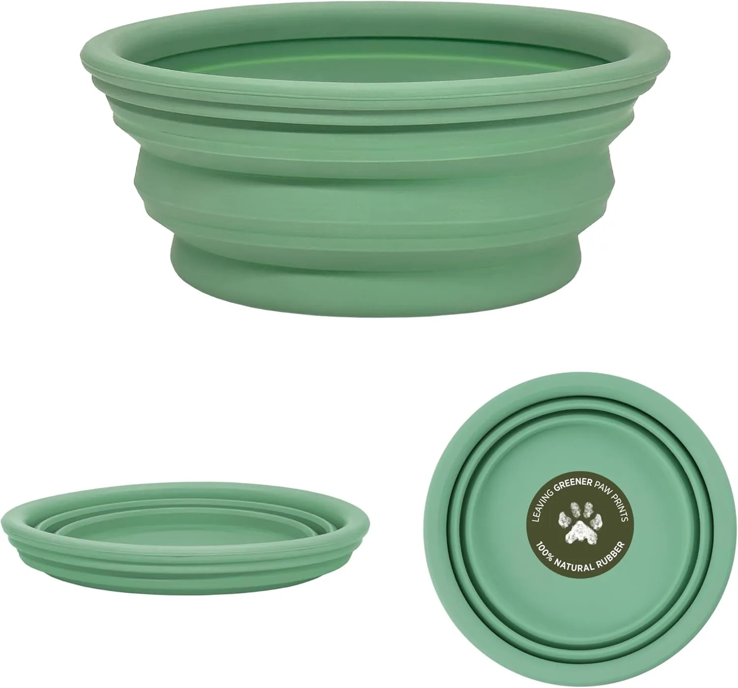Hevea Collapsible Dog Bowl On The Go - Made from 100% Natural Rubber - Ultra Portable Pocket Sized Water Travel Dog Bowl - Tested and Safe for Your Dog (Pale Mint)