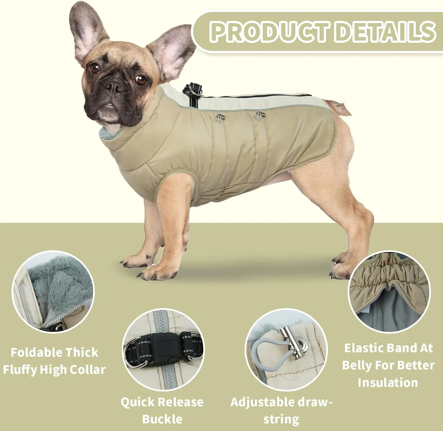 IDOMIK Warm Dog Coat with Built-in Harness,Dog Winter Coat,Dog Cold Weather Coats Zipper,Water-Repellent Dog Jackets Thicken Dog Fleece,Windproof Dog Snow Jacket Snowsuit for Small Medium Large Dogs