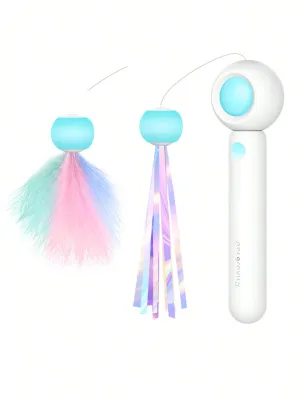Interactive Cat Teaser Wand Toys With Replacement Feather