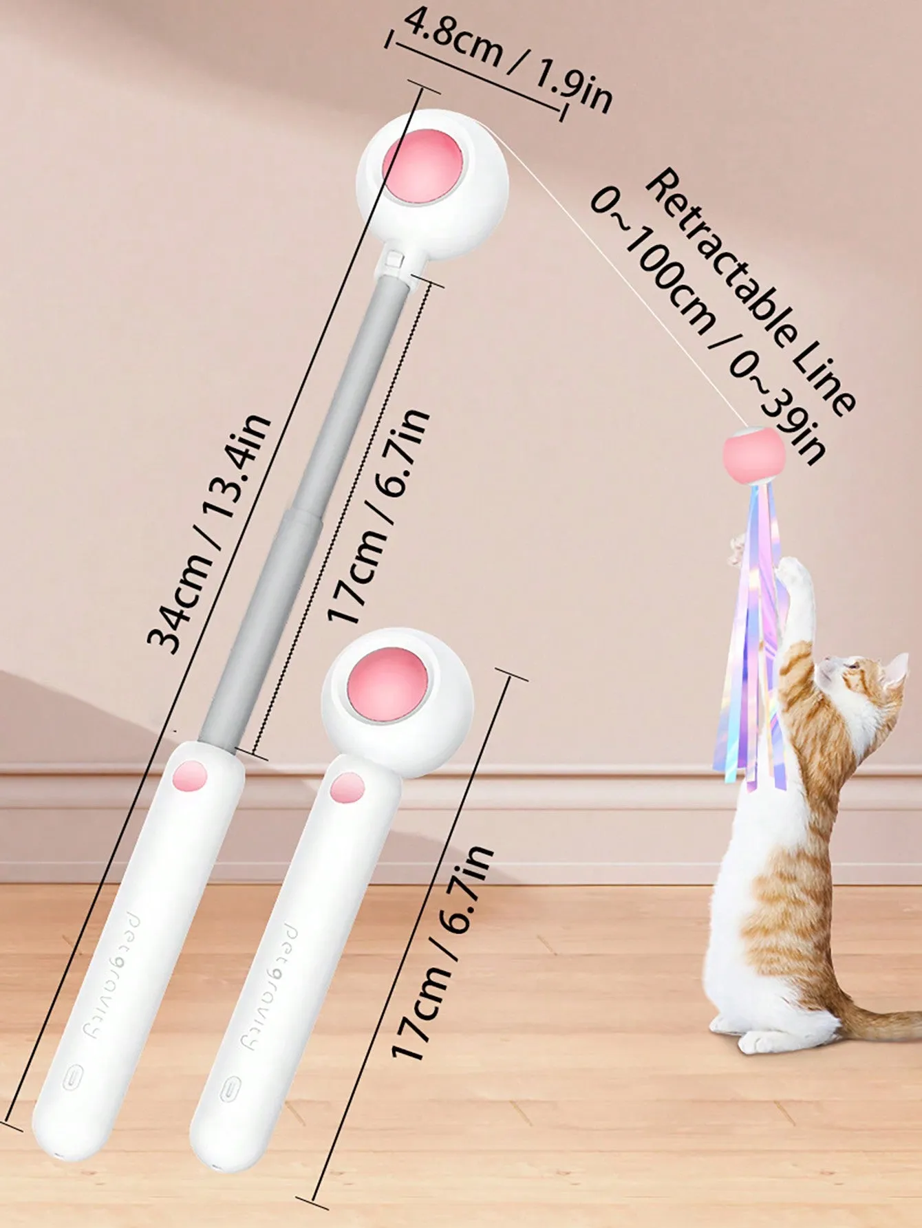 Interactive Cat Teaser Wand Toys With Replacement Feather