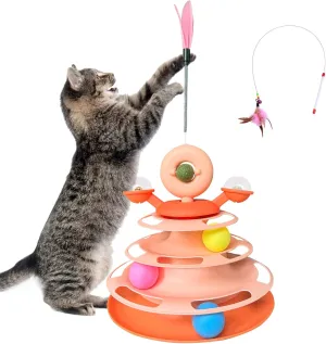 Interactive Cat Toy Kitten Toys with Catnip Balls Cat Toys for Indoor Cat Ball Toy Cat Toys for Bored Indoor Adult Cats Orange