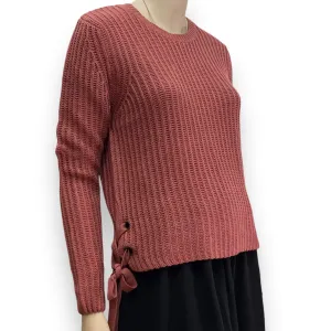 Lace Up Sides Rib Knit Sweater