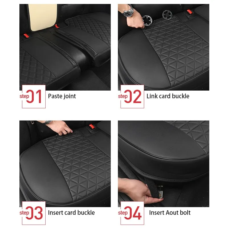 Leather Car Seat Cover for Bottom Only 3D Tailored Universal Black