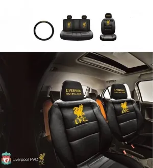 Liverpool Car Seat Cover Set (black, front, rear and steering wheel cover) Superior Limited Edition