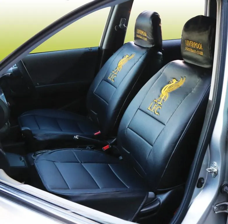 Liverpool Car Seat Cover Set (black, front, rear and steering wheel cover) Superior Limited Edition