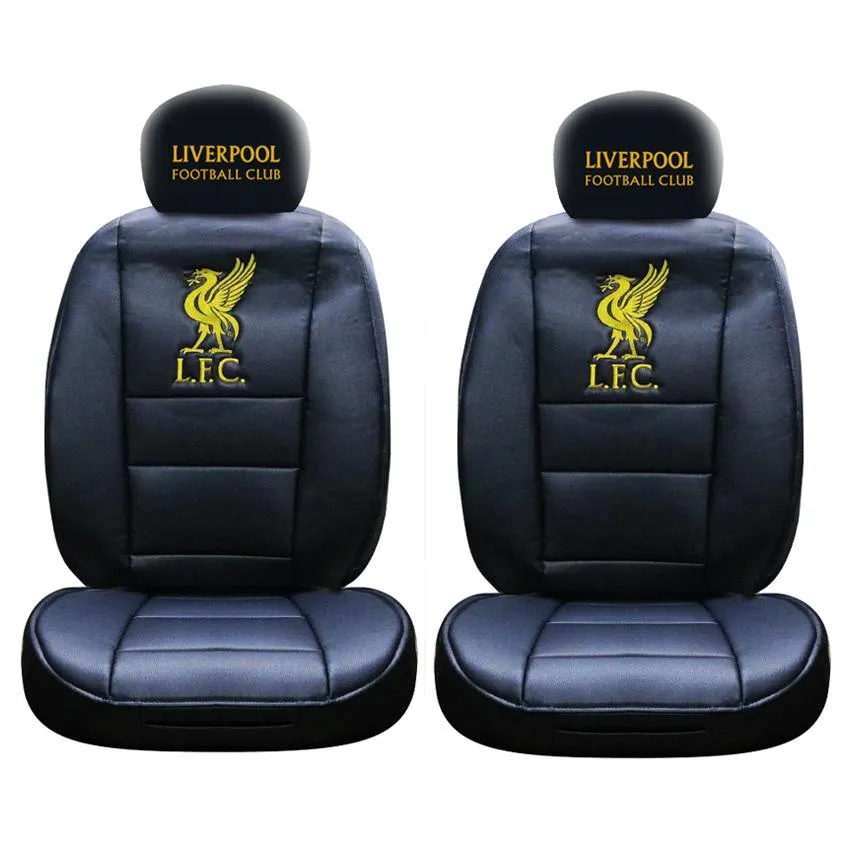 Liverpool Car Seat Cover Set (black, front, rear and steering wheel cover) Superior Limited Edition