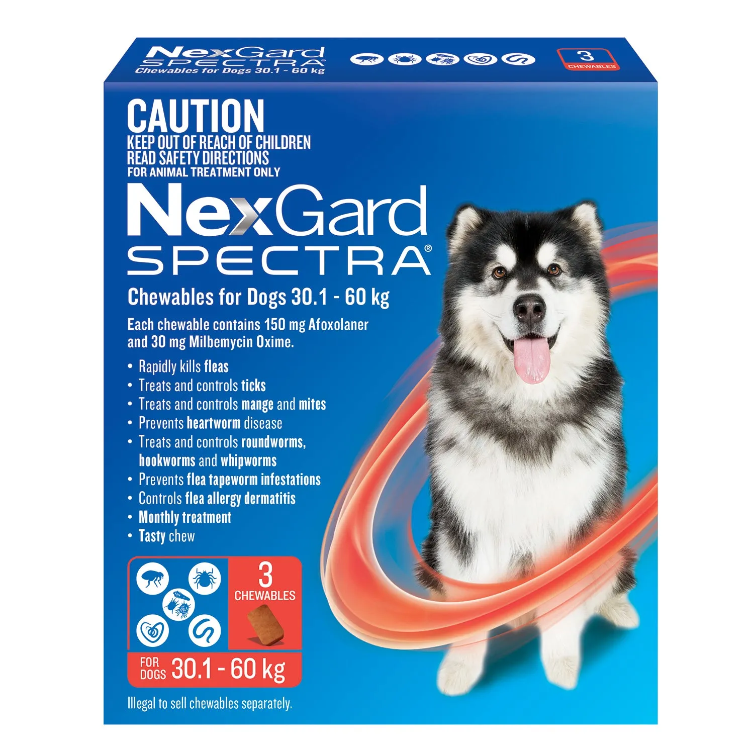 NexGard Spectra Dog 30.1-60kg Red 3 Pack