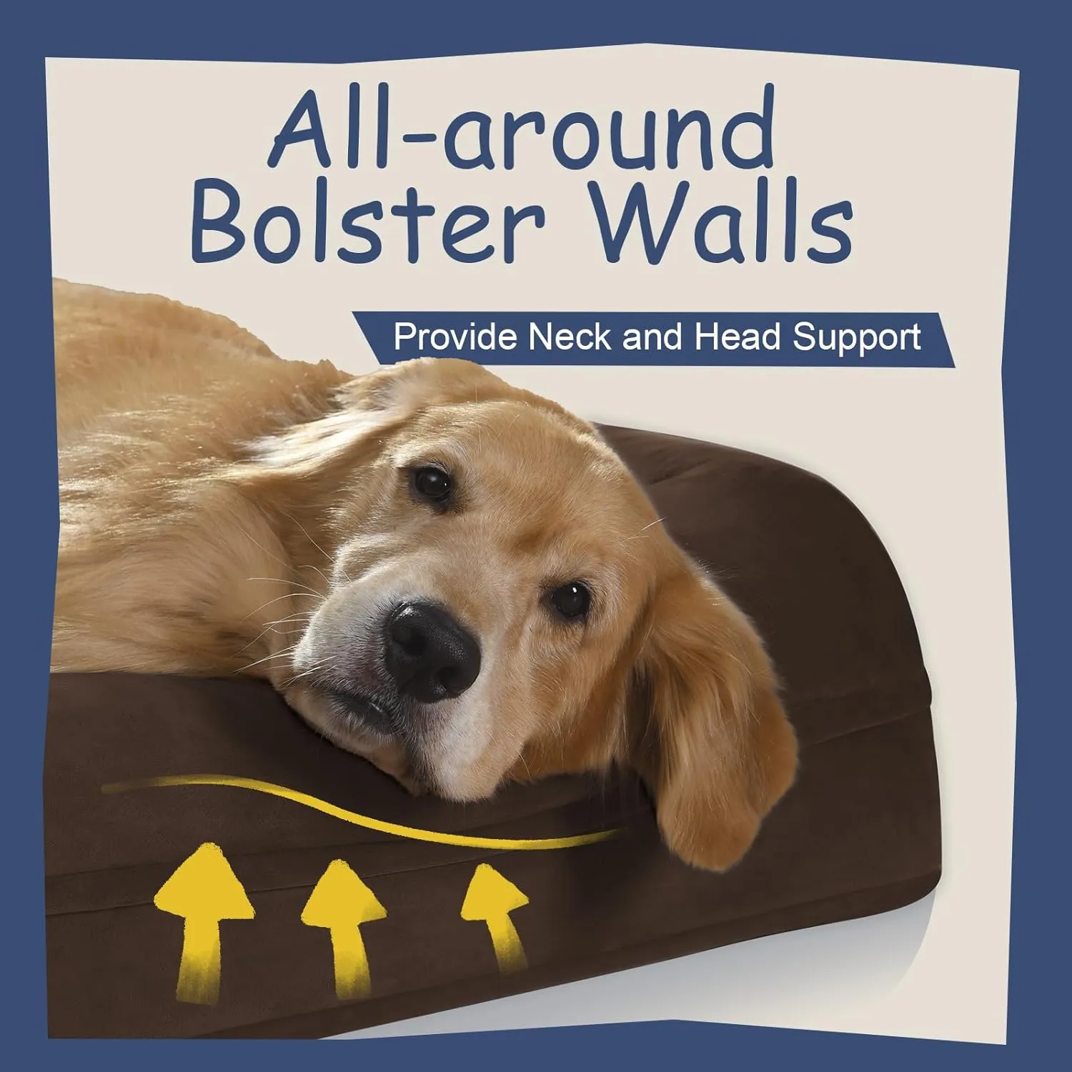 Orthopedic Washable Large Dog Bed: XLarge Dog Bed Bolster Waterproof - XL Big Dog Beds for Extra Large Dogs with Removable Cover - Coffee